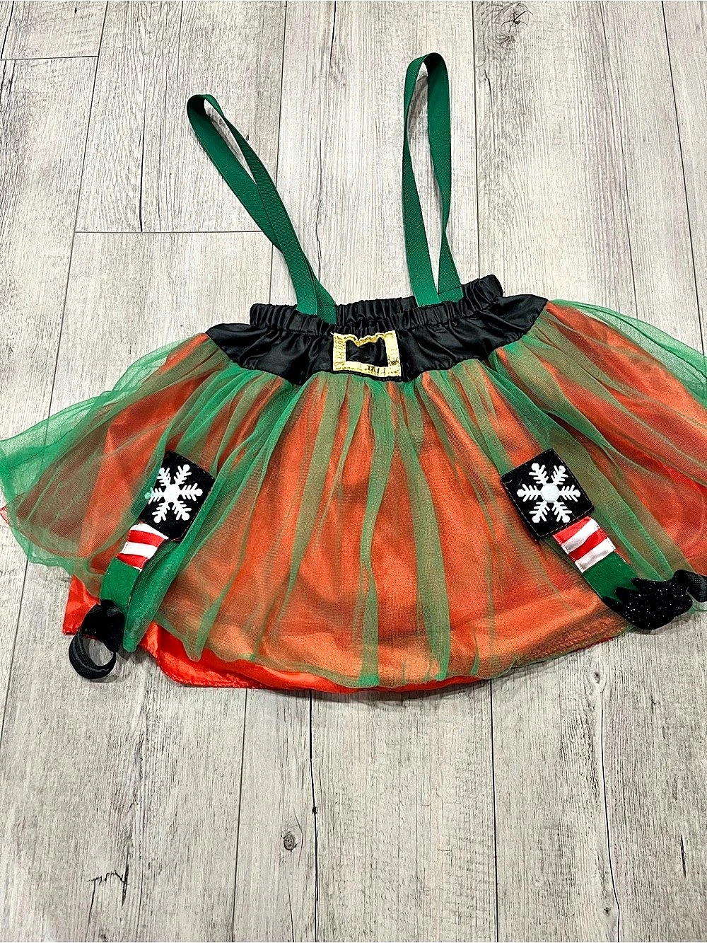 Girls Elf Striped Seasonal Costume skirt